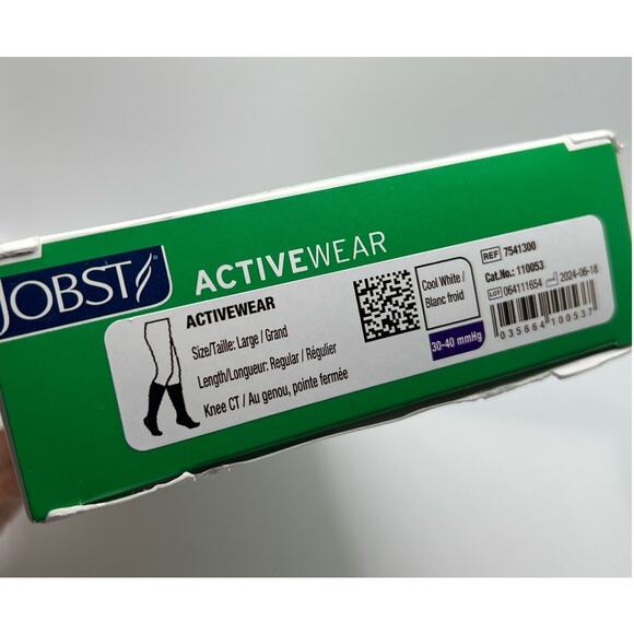 Jobst Activewear Medical Compression Stockings One Pair Cool White Knee Hi Large - Picture 7 of 8